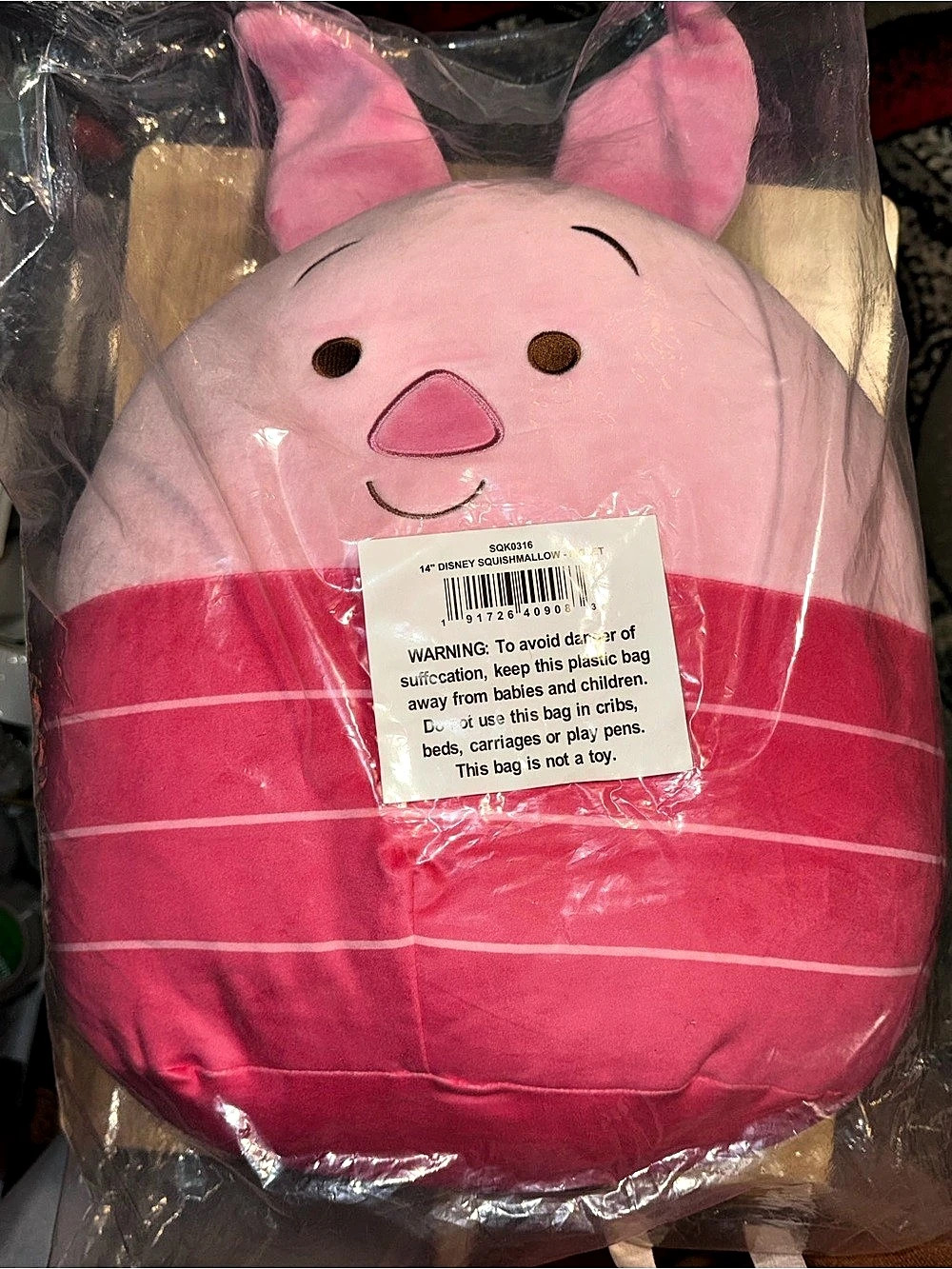 Squishmallows Disney Piglet 14-Inch Plush Pink Striped Plush Stuffed Animal NWT